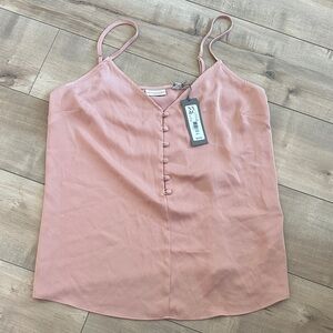 4/$25 NWT NYC Eva Mendes Blush Pink Sleeveless Button Tank Top Blouse Sz S